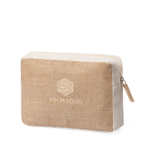 Nature Line Kosmetiktasche aus einer Kombination von laminierter Jute und natürlicher Baumwolle - Ringok Personalisiert