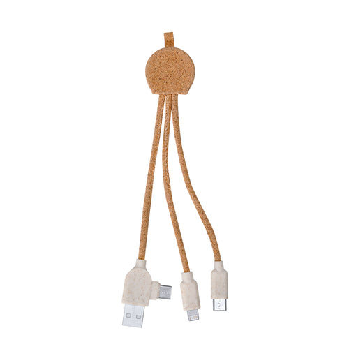 Nature Line USB-Ladekabel aus Naturkork und mit Zubehör aus Weizenrohr, um die Verwendung natürlicher Rohstoffe zu fördern und Schadstoffemissionen zu reduzieren - Stuart Personalisiert