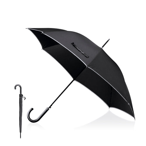 Regenschirm von Antonio Miró mit 8 Panelen aus resistentem Pongee-Material in elegantem Schwarz mit weißer Paspelierung - Royal Personalisiert