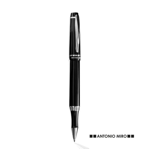 Tintenroller von Antonio Miró mit elegantem, zweifarbigem Design und geschmeidigem Metallschaft in schlichtem Schwarz - Helox Personalisiert