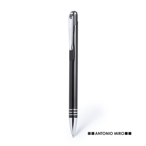 Druck-Kugelschreiber von Antonio Miró mit elegantem Design und geschmeidigem Aluminiumschaft mit silbernen Kontrastdetails - Helmor Personalisiert