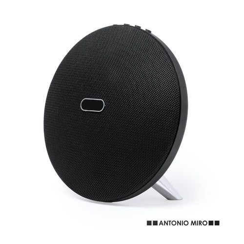 Bluetooth®-Lautsprecher in eleganter schwarzer Ausführung mit Kontrastdetails in Silber - Holsux Personalisiert