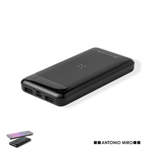 Externer Zusatzakku von Antonio Miró, in elegantem Schwarz-Matt-Finish, mit Markenlogo auf dem Gehäuse - Baliok Personalisiert