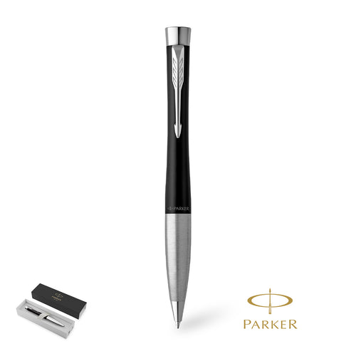 Parker Urban Twist Kugelschreiber aus Metall mit verchromten Beschlägen und dem ikonischen Pfeilclip der Marke Personalisiert