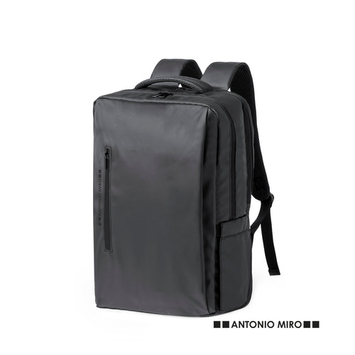 Hochwertiger Rucksack von Antonio Miró aus widerstandsfähigem Kunstleder mit schlichtem Design in Schwarz - Ladian Personalisiert