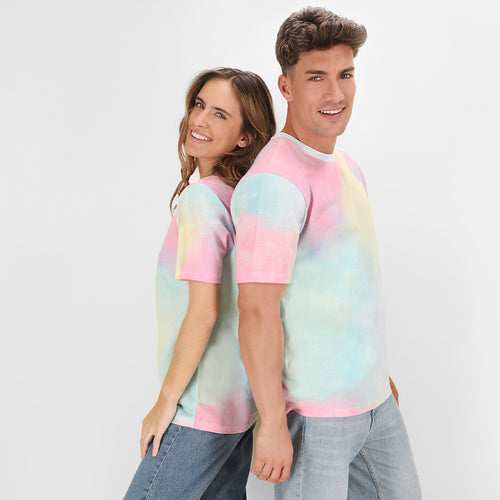 Unisex-T-Shirt mit mehrfarbigem Druck in Regenbogenoptik - Vega Personalisiert