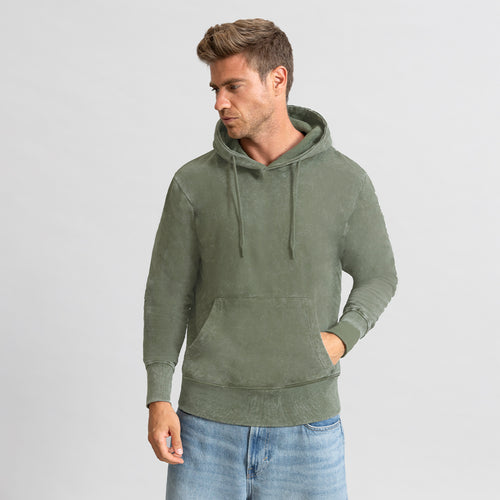 Felpe Adulto Grea Personalizzato - Felpa con cappuccio unisex con tessuto effetto jeans lavato che rende ogni pezzo unico e irripetibile
