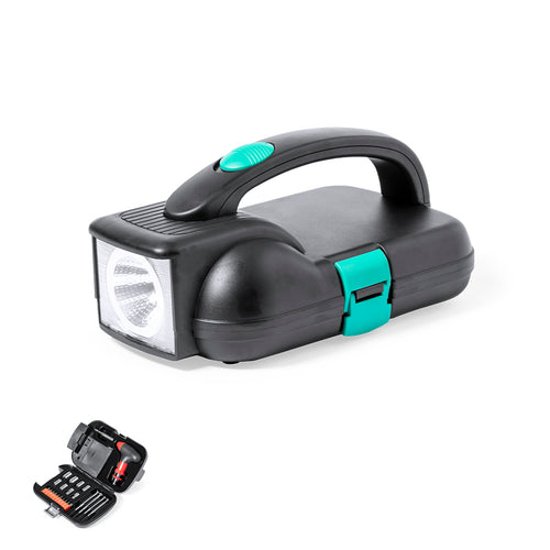 24-teiliges Werkzeugset in einem robusten Koffer mit integrierter LED-Taschenlampe - Vizcaya Personalisiert